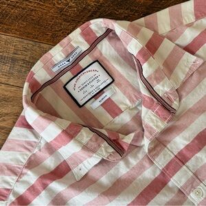Denim & Flower Ricky Singh Slim Fit Button Down Red & Cream Stripe Size L